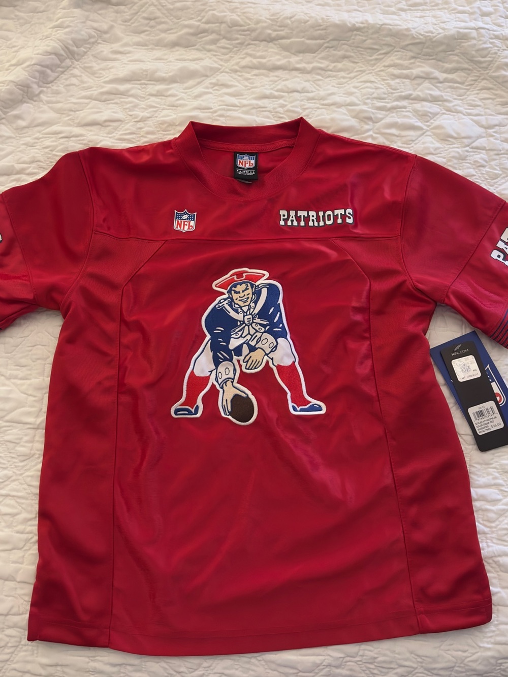 NFL Red Jersey Top with White Lettering